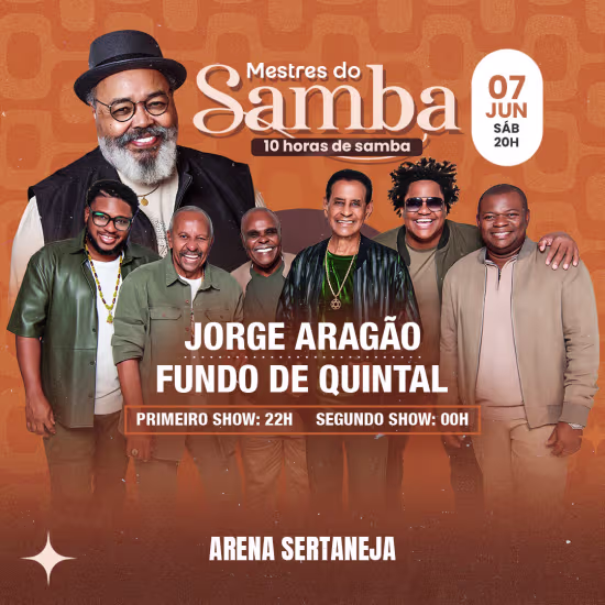 Show Mestres do Samba com Jorge Aragão e Fundo de Quintal 2025